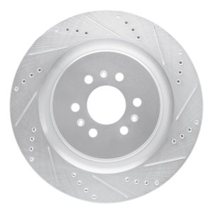Cadillac STS Brake Rotor (1) - Rear Right - R1 Concepts - Drilled & Slotted - Silver - `04-`11